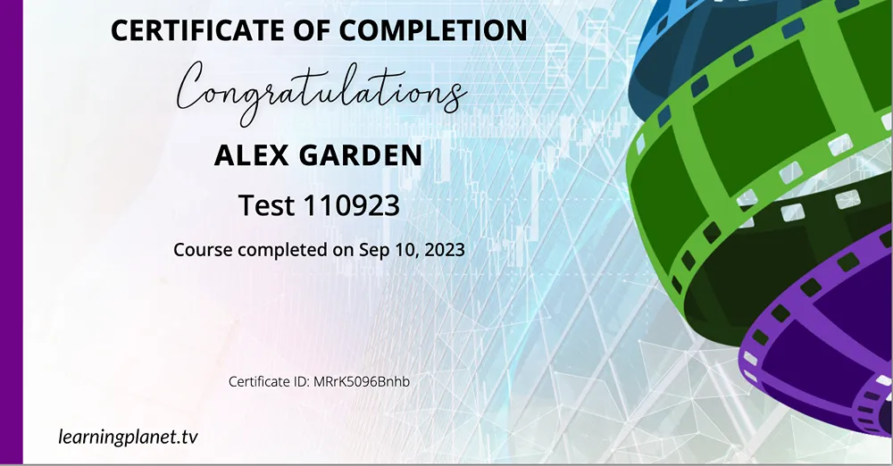 Branded certificate example