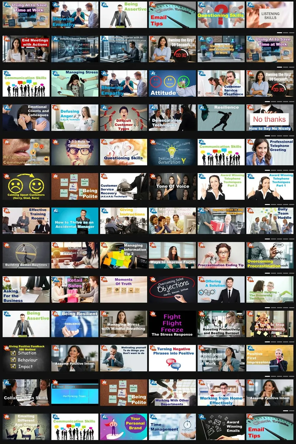 LearningPlanet video library — Netflix-style course carousels